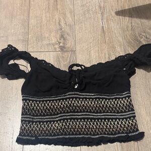 Surf Gypsy Black and Tan Crop Top